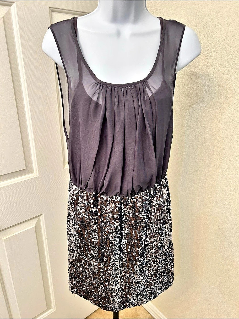Sequin Hearts Sequined Dress in Cobalt Gray Size Medium